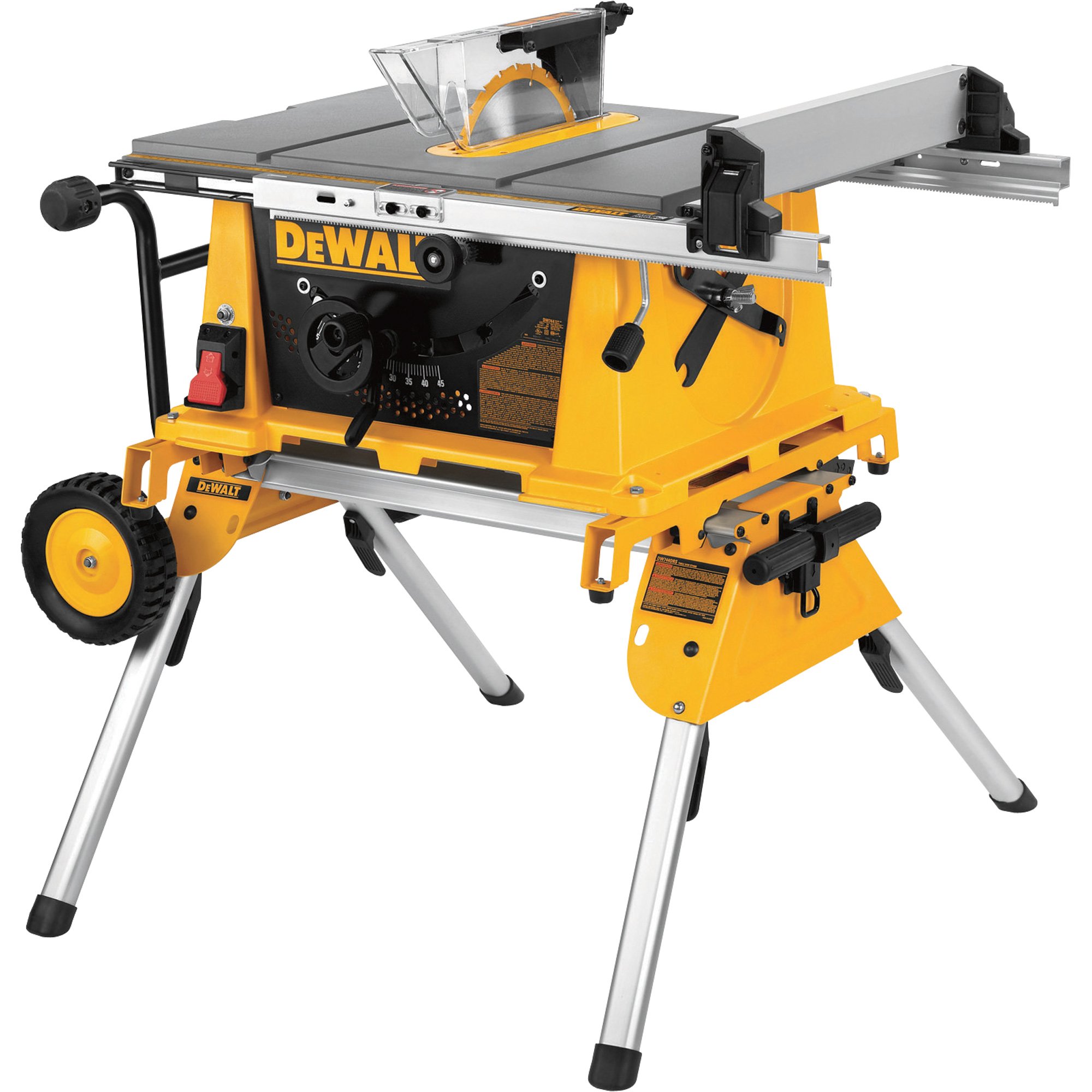 DEWALT 10in. Compact Jobsite Table Saw with Rolling Stand — Model# DW744XRS